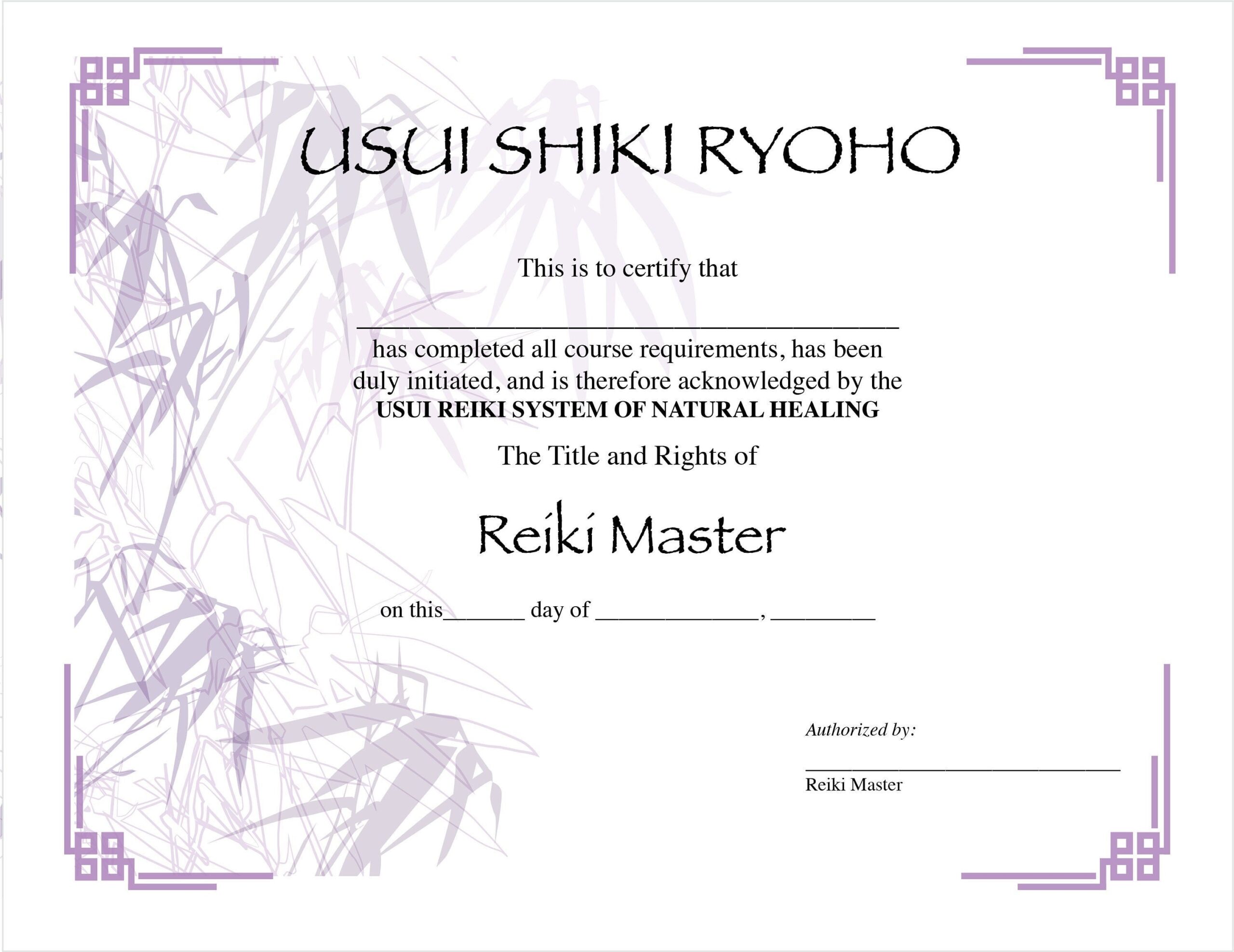 Free Printable Reiki Certificate Templates Free Printable Reiki Certificate Templates