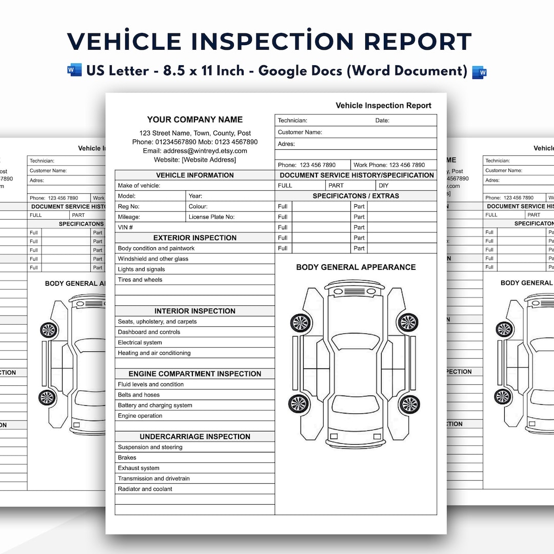 Vehicle Inspection Report Form Visual Vehicle Inspection Checklist Template Etsy Vehicle Inspection Report Form Visual Vehicle Inspection Checklist Template Etsy
