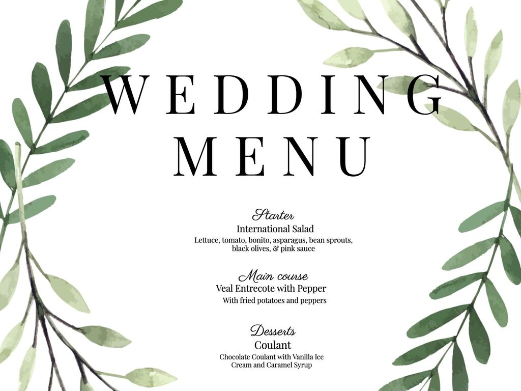Free Printable Wedding Menu Template Free Printable Wedding Menu Template